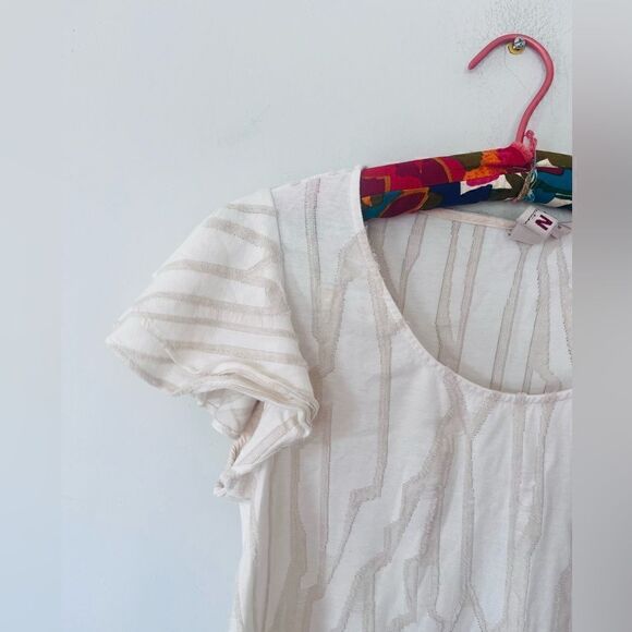 Nolan | anthropologie | cream flutter sleeve textured top - Picture 3 of 6